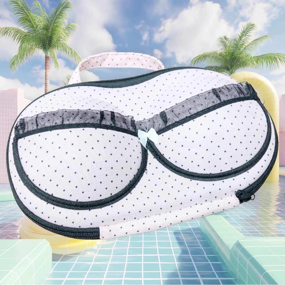 Pink Black Polka Dot Hard Shell Lingerie Travel Case Keeps Bras Safe! - Picture 7 of 7